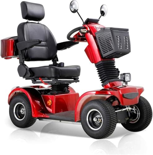 CreekT Heavy Duty 4 Wheel Mobility Scooters for Adults 400lbs Capacity Electric Scooter All Terrain Mobility Scooter Handicap Scooters 4 Wheel for Adults Powered Mobility Scooters for Seniors (Red)