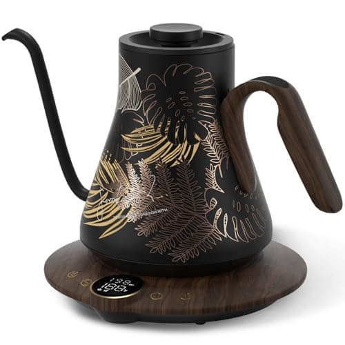 INTASTING Gooseneck Electric Kettle with ±1℉ Temperature Control for Pour Over Coffee & Tea, Quick Heating, BPA-Free Stainless Steel, Built-in Brew Timer, 1500W/0.9L (Rainforest)