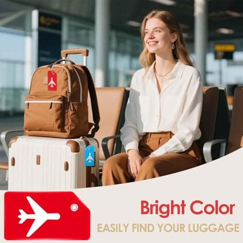 8 Pack Silicone Luggage Tag, Stainless Loop Name ID Card for Suitcases, Airplane TSA Approved Privacy Protection Travel Tags, Quick Spot Baggage Bag Identifier, Cruises Essentials Multicolor 6