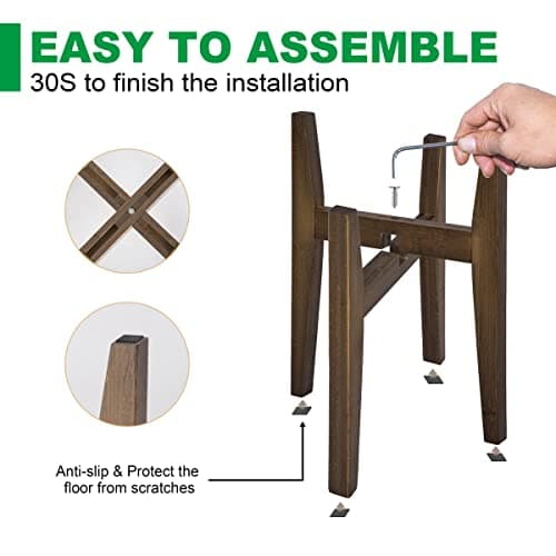 OERGKE Adjustable Plant Stand, Bamboo Mid Century Modern Indoor Plants Stands, Corner Flower Holder for Living Room, Fits 8 to 12 Inches Pots, (Pot & Plant Not Included)(Walnut, 1 Pack) 7