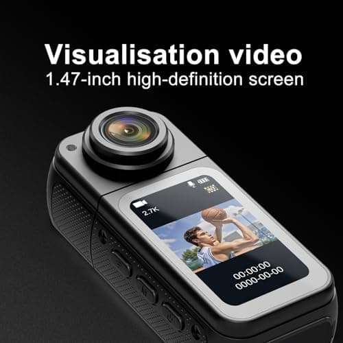 Thumb Action Camera 2K,Lightweight 1.26oz POV with Magnetic Lanyard,Portable Body Camera with 1.47" IPS Screen,180° Rotating Lens,Wearable Pocket, for Vlog with 64G Card (Black) 6