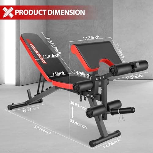 OPPSDECOR Adjustable Weight Bench with Leg Extension and Leg Curl, 800 LBS Heavy Duty Workout Bench for Home Gym, Preacher Curl Bench with Wheels, Flat Incline Decline Exercise Bench for Full Body 7