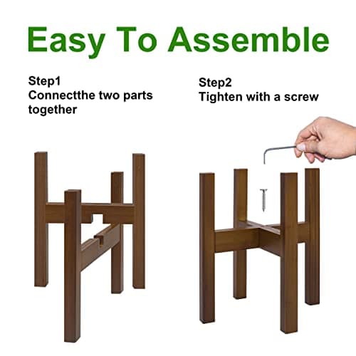 Rnined Adjustable Plant Stand Indoor,Bamboo Mid Century Modern Plants Stands, Stable Plant Holder,Fit 8 9 10 11 12 inch Pots (Pot & Plant Not Included) 5