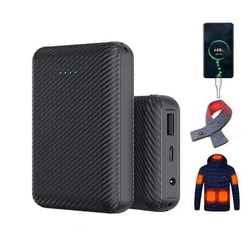 Kevis Portable Charger, Heated Gilet Vest Jacket Power Bank 7.4V 3A USB, 20000 mAh DC 3.5mm Portable Battery Bank, Battery Pack for iPhone,Samsung, Huawei, Heated Clothes 1Pack