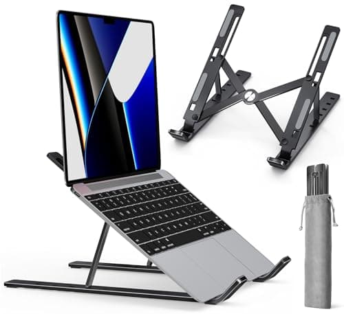 ivoler Laptop Stand, Laptop Holder Riser Computer Tablet Stand, 6 Angles Adjustable Aluminum Ergonomic Foldable Portable Desktop Holder Compatible with 10-15.6” MacBook,iPad, HP, Dell, Lenovo Black