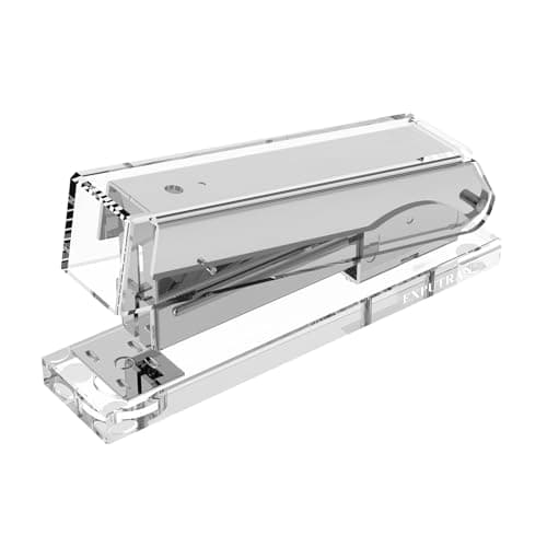 EXPUTRAN Acrylic Stapler,Clear and Silver-Tone Hardware, Beautiful Desk Accessory for Office Home or School,Takes Standard 24/6 or 26/6 Staples