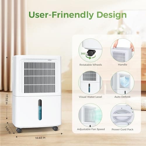 Dehumidifier for Basement with Drain Hose for Large Room, Bathroom,Bedroom (#1-T) 7