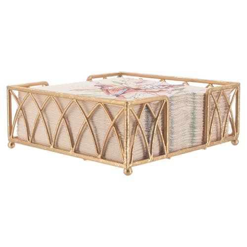Boston International Arch Design Lunch Napkin Holder Caddy, Gold Leaf