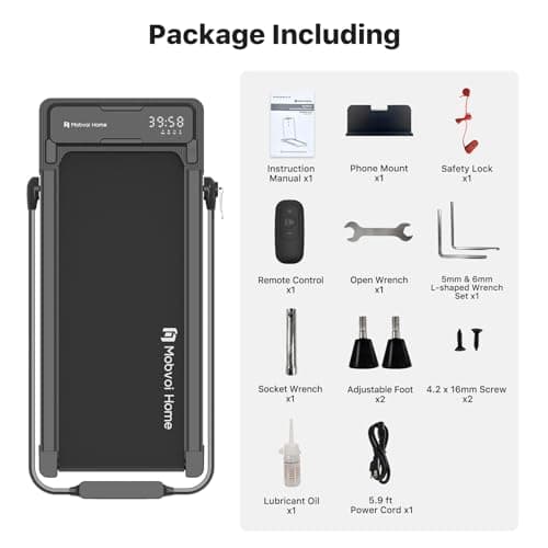 Mobvoi Home Treadmill Plus 3 in 1 Folding Treadmill Walking Pad 2.5HP Compact Under Desk Running Walking Machine for Home Office Remote Control LED Display Speaker Large Running Area 265LBS 7.6 MPH 9