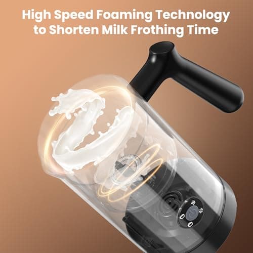 Stainless Steel 4-in-1 Electric Milk Frother, Milk Frother and Steamer, 10.6oz Large Capacity, Cold and Hot Foam maker for Lattes, Cappuccinos, Non-stick Coating Interior, Polished 6
