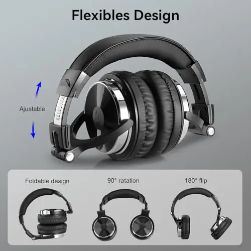 OneOdio Wired Over Ear Headphones Hi-Res Studio Monitor & Mixing DJ Stereo Headsets with 50mm Drivers and 1/4 to 3.5mm Jack for AMP Computer Recording Podcast Keyboard Guitar Laptop - Black 8