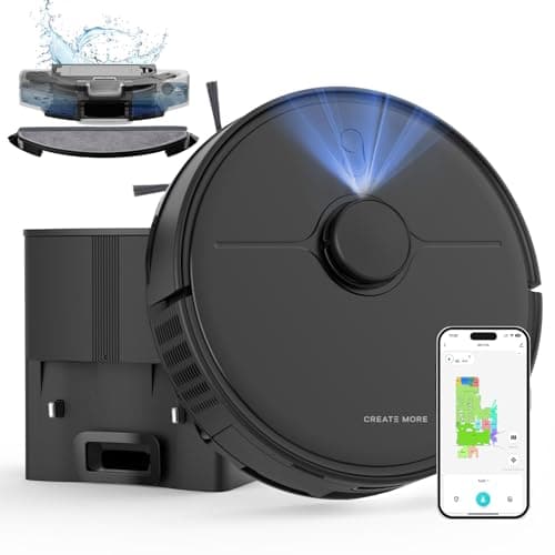eitton Robot Vacuum and Mop, Self Emptying, 6000Pa Powerful Suction,150mins Runtime, Advanced Smart Mapping, LiDAR Navigation Robotic Vacuum for Pet Hair, Dust, Carpet, WiFi/Alexa