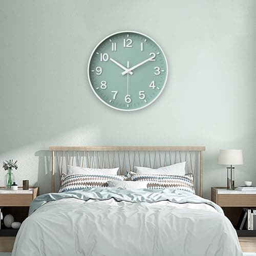 HZDHCLH Wall Clocks Battery Operated,Wall Clock Green,8 inch Wall Clock Silent Non Ticking Modern 3D Numbers for Kitchen Bedroom Living Room Office Classroom Decor 7
