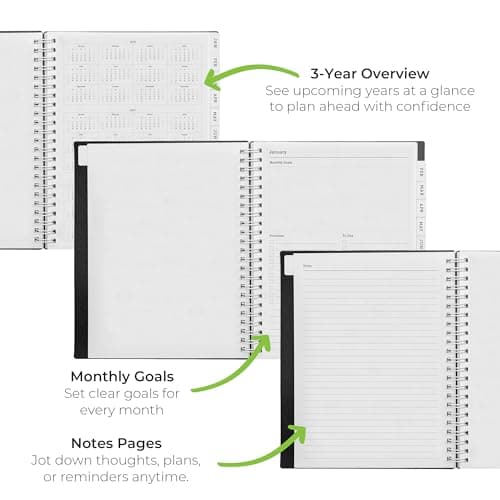 WallDeca 2026 Planner, Agenda Planner With Weekly And Monthly View, Daily Agenda Book And Yearly Planners Calendar Book, Spiral Bound With Tabs, Notes, Goals And Holidays (8 x 6 in) 3