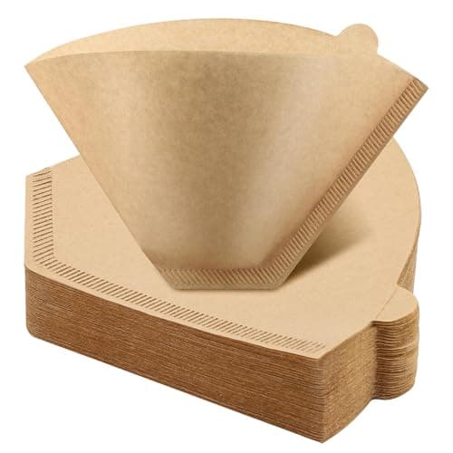 100Pcs Coffee Filters #4, Unbleached Natural Coffee Filters 8-12 Cup, Disposable Coffee Filters, 4 Cone Paper Compatible with Ninja Coffee Maker, Pour Over and Drip Coffee Maker