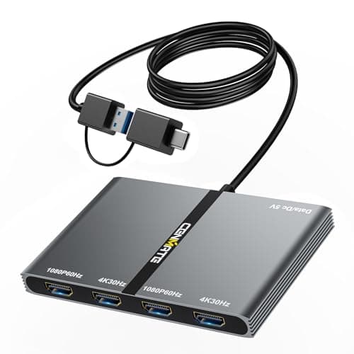 CENMATE USB A/C 3.0 to 4xHDMI Adapter Support Mirror/Extend Mode Compatible with Mac/Win,5-in-1 USB C Docking Station(4K30Hz x2+1080P60Hz x2+Type C 3.0), 4 Monitor Docking Station with 4 HDMI