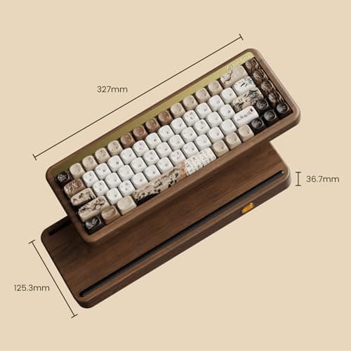 Akko Mechanical Gaming Keyboard with Walnut Wooden Case, MU01 Mountain Seclusion 65% 68-Key RGB 2.4G Wireless/Bluetooth/Wired Hot-swappable Keyboard with PBT Dye-Sub Keycaps for Mac & Win 6