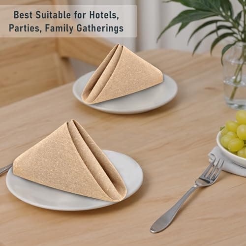 Ruvanti Cloth Napkins Set of 12, 18x18 Reusable Napkins Cloth Washable, Soft & Durable Table Napkin, Poly Cotton Fabric Dinner Napkins for Parties, Christmas, Thanksgiving, Weddings - Honey 7