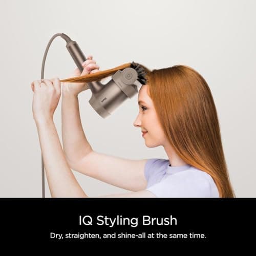 Shark HD120BRN Blow Dryer HyperAIR Fast-Drying with IQ 2-in-1 Concentrator, Styling Brush, and Curl-Defining Deep Diffuser Attachments, Ionic, No Heat Damage, for All Hair Types, Stone 6