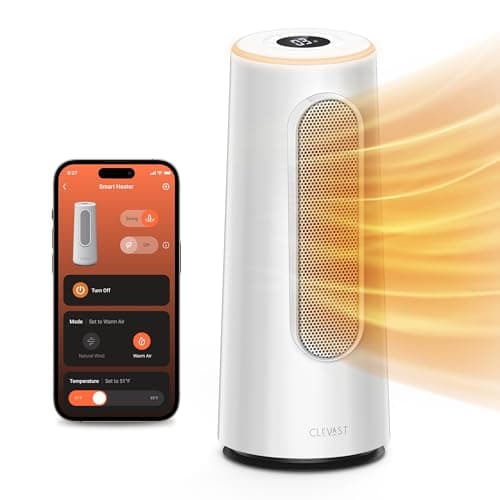 CLEVAST Smart Space Heater for Indoor Use, 1500W Fast Heating PTC Ceramic Portable Heaters with Thermostat, Quiet Electric Space Heater with RGB Night Light for Bedroom, Office, App & Voice Control
