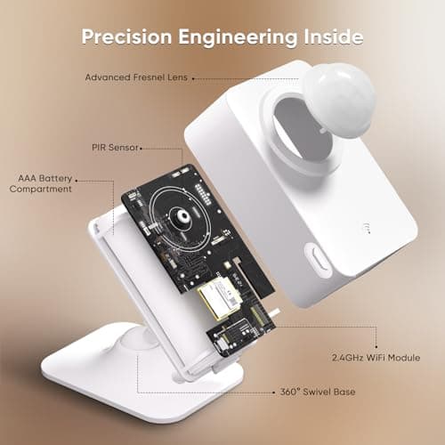 WiFi Motion Sensor, Smart PIR Motion Detector with Real-Time App Alerts, 128° Wide Angle & 8m Range, No Hub Required, Works with Smart Life/Tuya, Battery or USB Powered for Home Security Automation 8