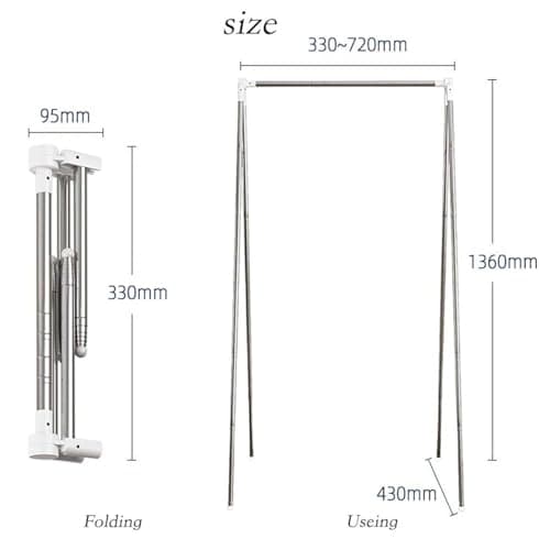 Heekaby Travel Garment Rack, Stainless Steel Portable Clothes Rack Collapsible, Folding Clothes Rack for Indoor & Outdoor, Portable Clothes Airer for Travel 6