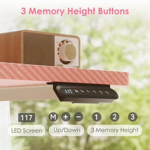 OffiGo Electric Height Adjustable Standing Desk, 48 Inch Pink Computer Desk for Women Girls, Sit Stand Table for Home, Office, Bedroom 7