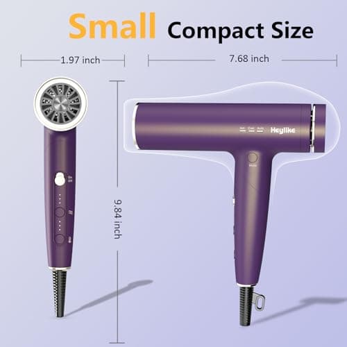 High Speed Plasma Ion Hair Dryer with Diffuser, Professional Blow Dryer 130000 RPM Brushless Motor for Fast Drying,1500W 3Temps/3Speeds Thermo-Control Lightweight Hairdryer for Women Home Travel Salon 7