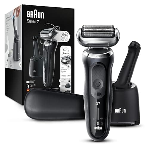 Braun Series 7 7075cc Electric Razor for Men with SmartCare Center, Beard Trimmer, Wet & Dry, Rechargeable, Cordless Foil Shaver, Black