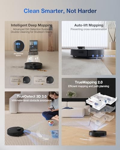 ECOVACS DEEBOT T30S Care Robot Vacuum and Mop, 11000Pa, ZeroTangle Technology, TruEdge Adaptive Edge Mopping, Hot Water Mop Washing, Self-Emptying, Self Refilling, Auto-Mop Lifting, Obstacle Avoidance 7