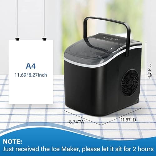 HealSmart Ice Maker for Countertop, 9 Ice Cubes Ready in 6 Mins, 26lbs Ice/24Hrs, with Self-Cleaning Feature, Ice Spoon and Basket, for Home, Kitchen, Camping, Party, Black 5