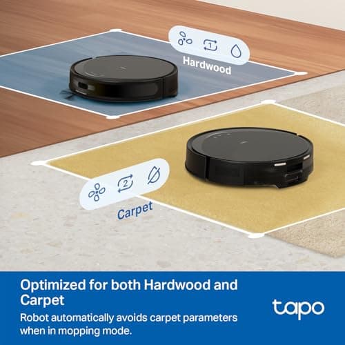 Tapo Ultra-Slim LiDAR Smart Navigation Robot Vacuum and Mop with Self-Emptying Dock, 5300Pa Max, 97%+ Dust Pickup Rate, Self-Charging, Compatible with Alexa & Google Home, RV20 Max Plus 6