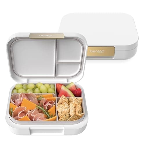 Bentgo Modern - Adult & Teen Bento Lunch Box; 3-4 Compartments, Leak-Resistant, 5.5 Cup Capacity/44 fl oz, Improved Locking Clips, Reusable, BPA-Free, Dishwasher/Microwave Safe Tray (White)
