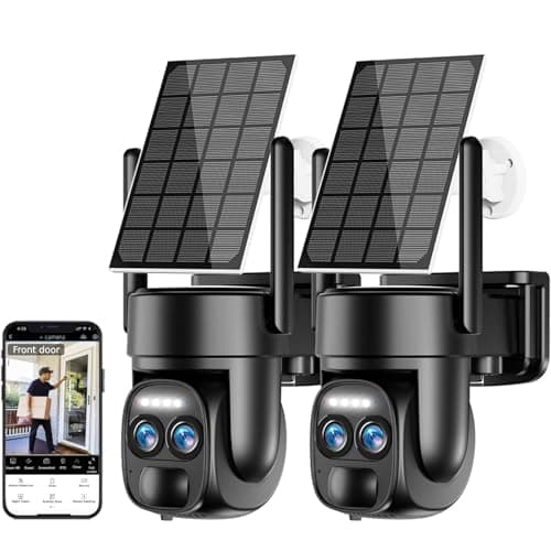 Uniter 4K Solar Security Cameras Wireless Outdoor, 5G/2.4G WiFi, 360°PTZ Home Security Camera with Color Night Vision/Spotlight Siren/Motion Detection/Auto Human Tracking/2 Way Audio/Waterproof 8