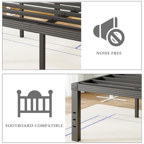 FSCHOS Bed-Frame-Queen, 14 Inch Metal Platform Bed-Frame No Box Spring Needed, Heavy Duty, Easy Assembly, Noise Free, Black 6