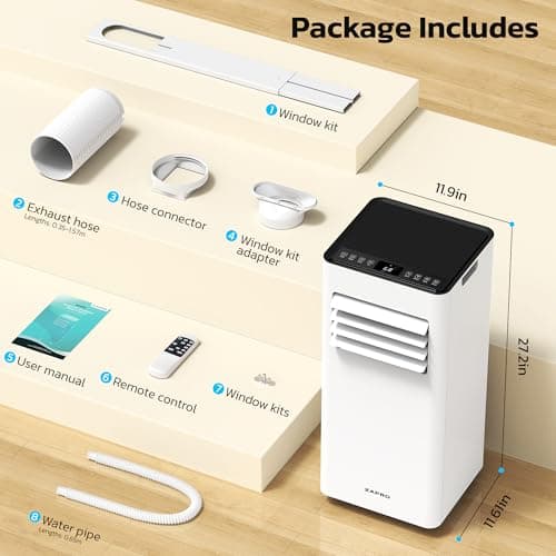 ZAFRO 8,000 BTU Portable Air Conditioners, 4 Modes Portable AC Unit with Fast Cooling/Energy Efficient/Remote/24Hrs Timer for Bedroom/Dorms/Indoor Rooms, White 8