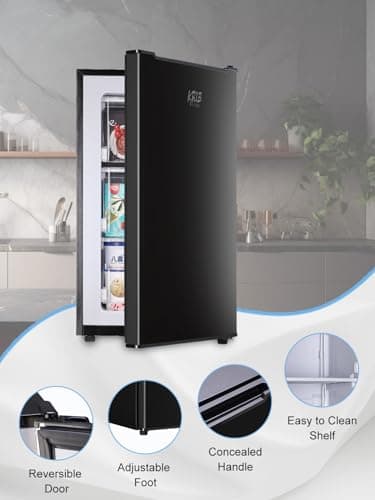 KRIB BLING 3.2 Cu.ft Upright Freezer Compact Mini Freezer with Removable Shelves for Bedroom, Office, Kitchen, Black 5