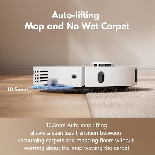 Mova P10 Ultra Robot Vacuum and Mop 8,300Pa Suction 140°F Hot Water Auto Mop Washing & Drying, Dual Spinning Extenable Clean, 10.5mm Lifting for Carpet, 360°Obstacle Avoidance, App Control 5