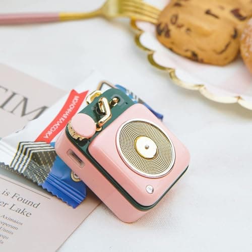 Muzen Mini Bluetooth Speaker, Button Small Cute Portable Metal Retro Wireless Speaker with Loud Volume Great Sound and Portable Lanyard & Gift Bag for Office Classic Vintage Decor 7