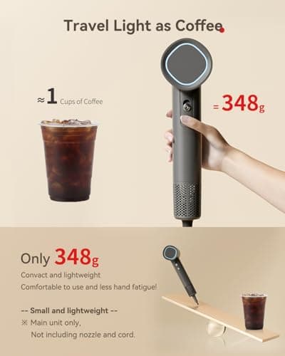 Hair Dryer, 160000 RPM High-Speed Brushless Motor with 500 Million Negative Ions, Professional Ionic Blow Dryer with Magnetic Diffuser & Nozzle,Lightweight for Home Travel Salon(Gray) 5