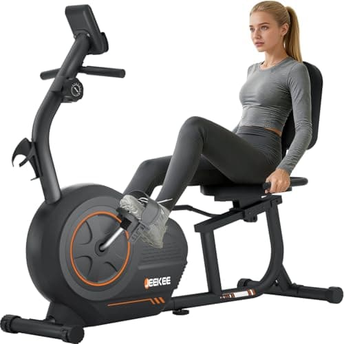 JEEKEE Recumbent Exercise Bike for Seniors,Whisper-Quiet Stationary Bikes for Home, 400LB Weight Capacity & 16 Levels Magnetic Resistance, Heart Rate Handle,2311DX