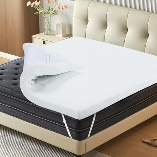 Susalt Twin XL Mattress Topper, 3 Inch Gel Memory Foam Mattress Topper, Removable Bamboo Fiber Cover, Pressure Relief Bed Topper with Adjustable Straps, CertiPUR-US Certified