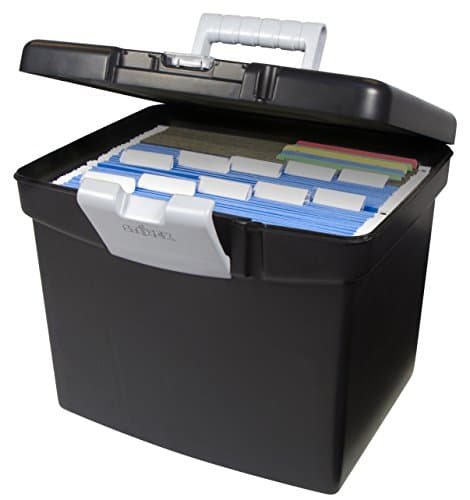 Storex 61504B02C Portable File Box with XL Lid, 11 x 13-1/2 x 11 Inches, Black 8