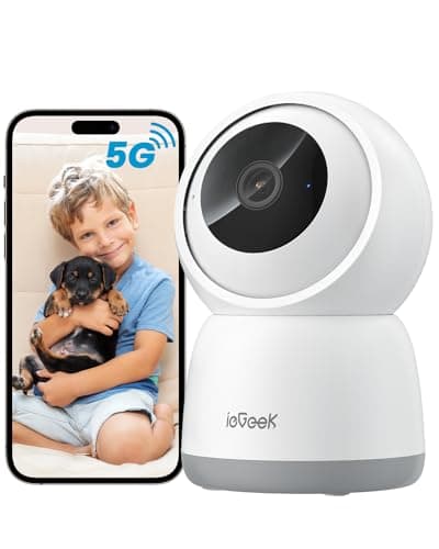 ieGeek Indoor Camera, 2K Cameras for Home Security, 5G Security Camera Indoor, 360° Pet/Dog/Baby Camera with Phone App, AI Tracking, 2-Way Audio, Night Vision, 24/7 SD Card Storage, Alexa