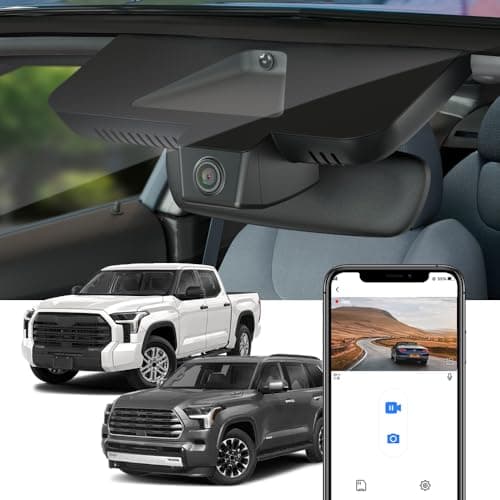 Fitcamx 4K Dash Cam Suitable for Toyota Tundra 2022-2026 Hybrid & Sequoia 2023-2026 (Gen3), OEM Factory Look, 2160P UHD Video, Built-in WiFi & APP, Loop Recording, G-Sensor, Plug & Play, 64GB Card