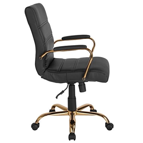 Flash Furniture Whitney Mid-Back Swivel LeatherSoft Desk Chair with Wheels, Padded Seat and Armrests, Adjustable Height Padded Office Chair, Black 13