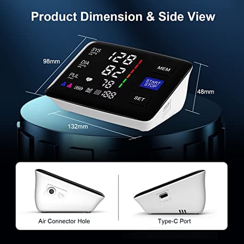 Blood Pressure Monitor, 9-17'' & 13-21'' Extra Large Blood Pressure Cuff Upper Arm, LED Color Backlit Screen Automatic Digital Blood Pressure Machine with USB Cable and 4 AAA Batteries 8