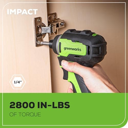 Greenworks 24V Brushless Cordless Drill Impact Driver Combo kit, 1/2”Drill & 1/4”Hex Impact Driver Power Tool Kit, Included 2 Batteries, 1 Charger, 8 pcs Bit Set & Bag, Green 9