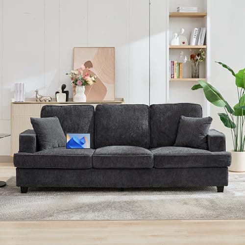 Couches for Living Room, 89 inch Cloud Couch Sofa in Chenile with Extra Comfy Soft Deep Seats, Modern 3 Seater Sofas for Living Room Bedroom Office Apartment, Grey 7