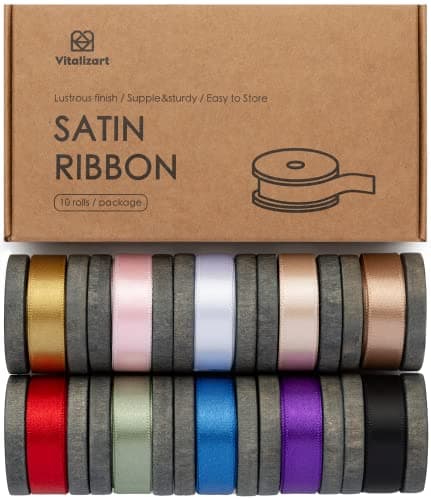 Vitalizart Satin Ribbon 3/8 Inch Double Faced Silk Like Thin Ribbon for Gift Wrapping Bouquet Hair Wedding Christmas Decoration 30 Yards